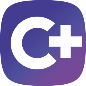 Stilisiertes weißes C und Pluszeichen auf blau-lila Farbverlauf, symbolisch für zusätzliche Power und gesunde Ernährung im Fitnessbereich.